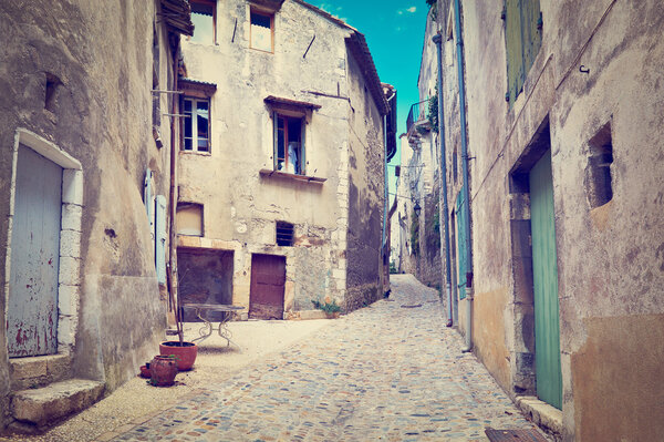 Old Street in the French City of Viviers, Instagram Effect