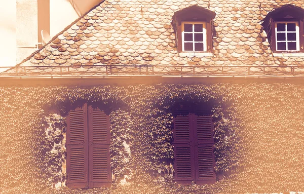 Verlassenes Haus Frankreich Morgengrauen Zeitgenössischen Stil Fassade Eines Steinhauses Mit — Stockfoto