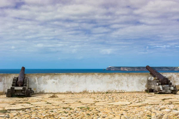 Oude Roestige Kanon Bewaken Van Het Portugese Fort Sagres Het — Stockfoto