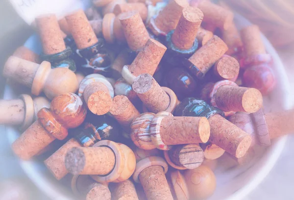 Wine Corks Symbol Excessive Alcoholism Quarantine Faded Color Effect — Stock Photo, Image