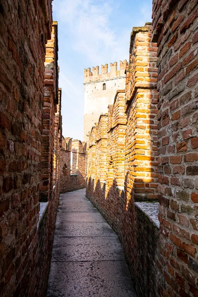 Castel Vecchio Brug Italiaans Castel Vecchio Brug Een Versterkte Brug — Stockfoto