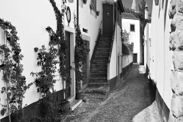 Den Historiska Stadskärnan Den Medeltida Portugisiska Staden Obidos Kontaktpunkten För — Stockfoto