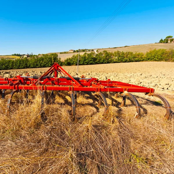 Landscape Harrow Plowed Field Italy Plowed Hills Tuscany Autumn Plowed — Stock Photo, Image