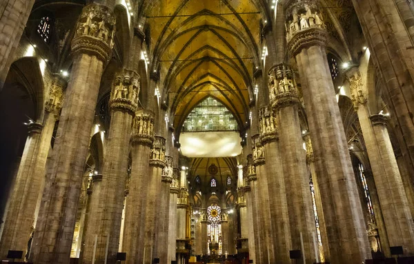 Interior Milan Cathedral Duomo Milano Great Catholic Church Tourist Facility — Stock Photo, Image