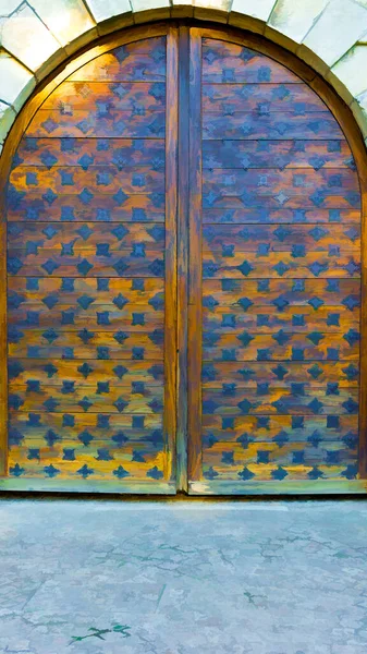 Old Wooden Door French City Stylized Photo — Stock Photo, Image