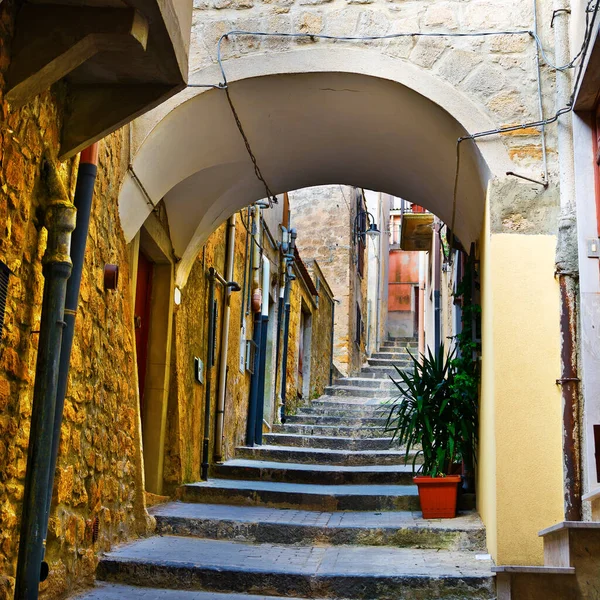 Straat Als Trap Italiaanse Middeleeuwse Stad — Stockfoto