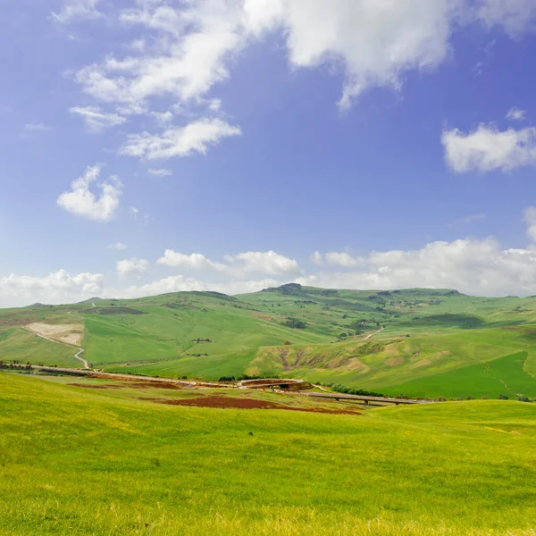 Landscape Sicily Asphalt Road — Stock Photo, Image