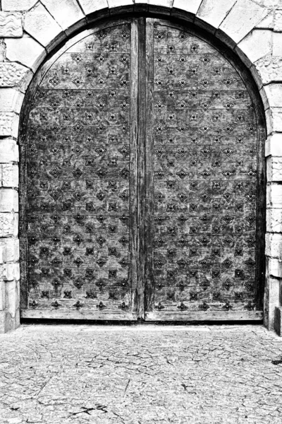 Old Wooden Door French City Stylized Photo — Stock Photo, Image