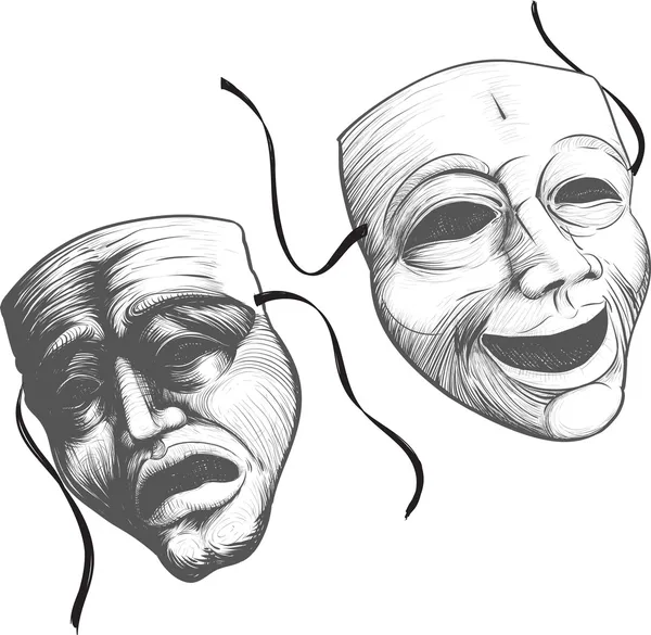 Dos máscaras de teatro — Vector de stock