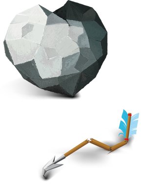 taş kalbini ve aşk tanrısı kırık bir ok