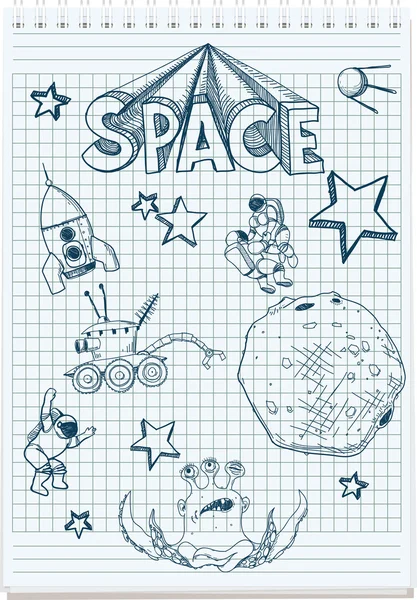 Sketch illustration of space themed — Stock Vector