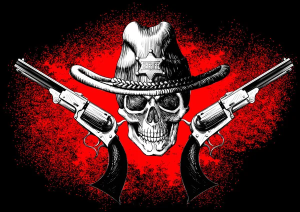 Skull with revolver — Stock Vector