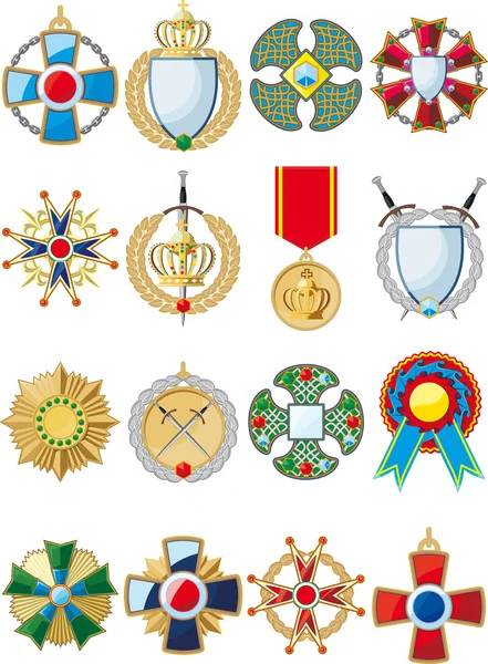 Conjunto de varias medallas — Vector de stock