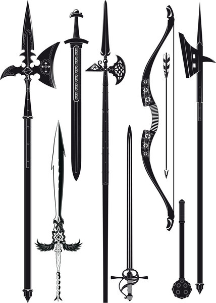 collection of medieval weapons