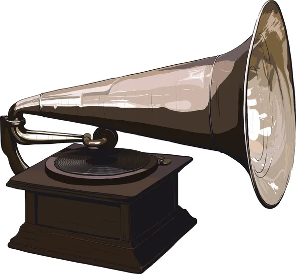 Régi elavult gramofon — Stock Vector