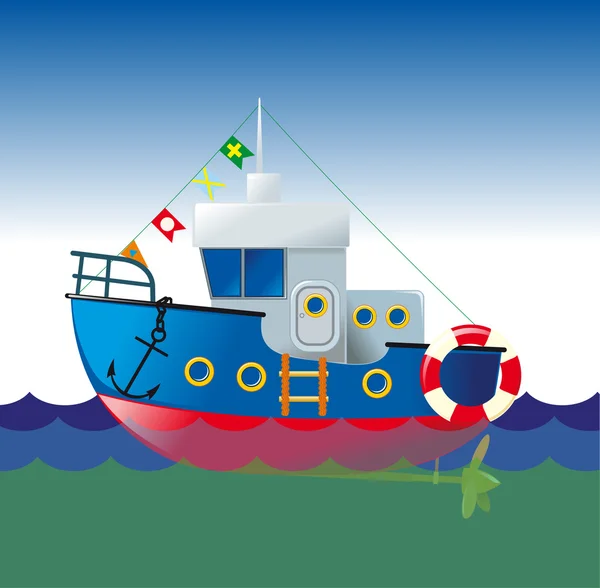 Cartoon boat — Stock Vector