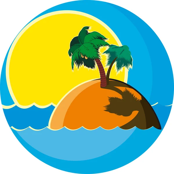Остров с пальмами — стоковый вектор