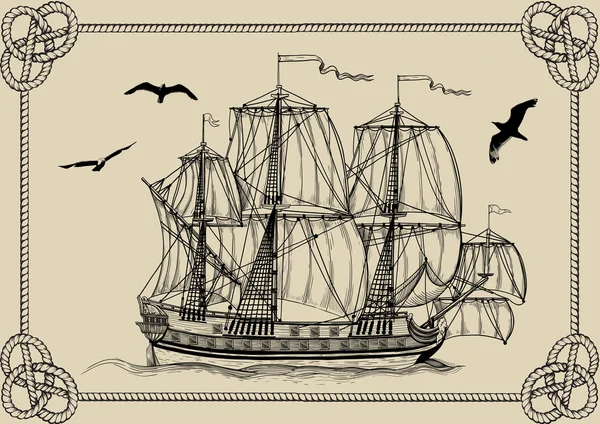 Vieux navire — Image vectorielle