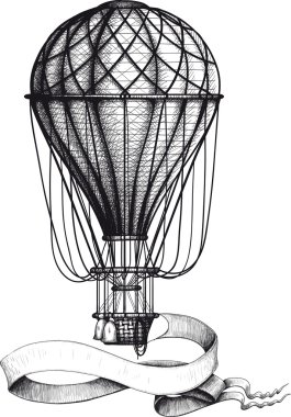 Vintage hot air balloon with banner clipart