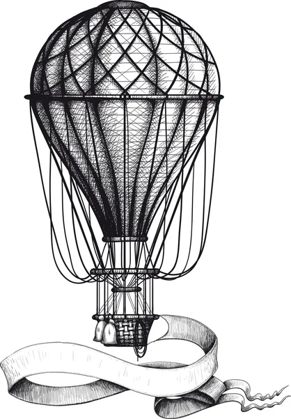 Vintage hete luchtballon met banner — Stockvector