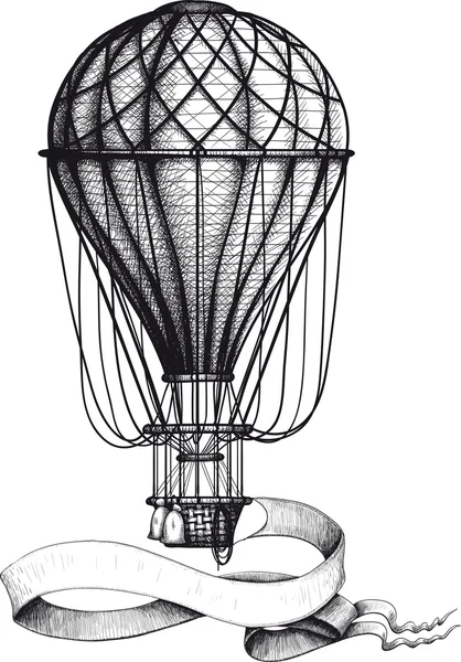 Урожай повітряна куля з банером — стоковий вектор