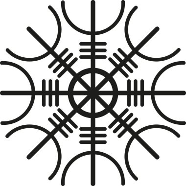 Amulet helmet of horror ancient strong scandinavian mythical rune vector illustration isolated on white background