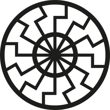 Ancient magic rune of Scandinavian and Germanic mythology black sun vector illustration