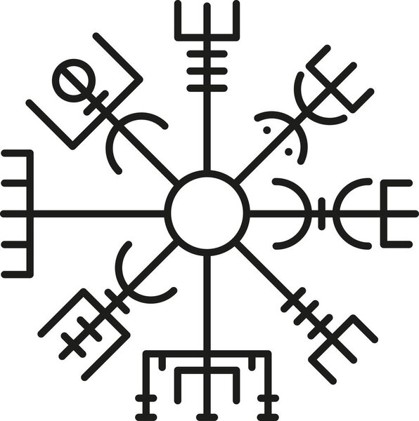 Древний магический знак скандинавской мифологии руническая иллюстрация вектора компаса