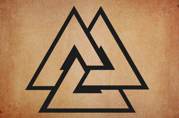 Valknut Amulet Ancient Strong Scandinavian Celtic Mythical Rune Grunge Background — ストック写真