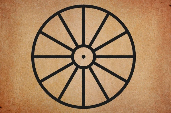 スカンジナビア神話とゲルマン神話の古代の魔法のルーン文字の太陽の車輪を背景にグランジ — ストック写真