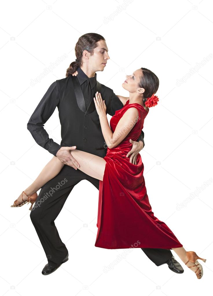 Young couple dancing tango