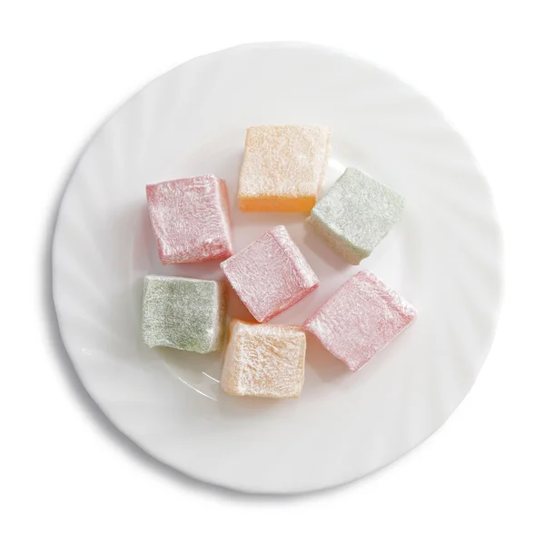 Turkish delight on a plate isolated — Stock Photo, Image