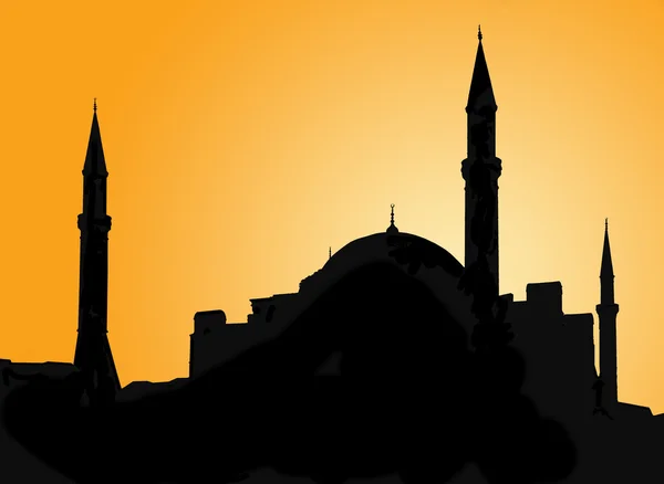 Silhouette einer Moschee gegen den Abendhimmel — Stockfoto