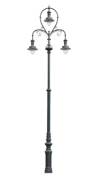 Уличный фонарный столб, изолированный над белым — стоковое фото