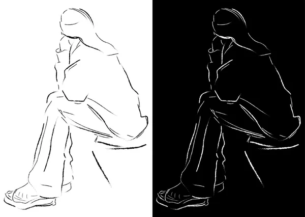 Skizze der sitzenden Menschen — Stockvektor