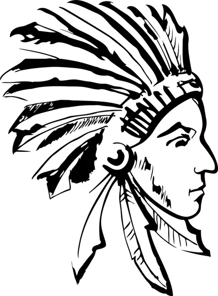 Indian chief (black and white) — Stock Vector