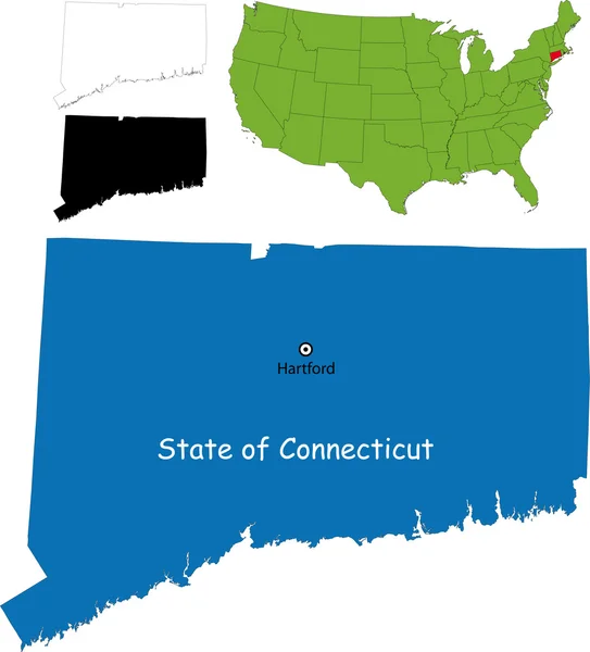 Connecticut kaart — Stockvector