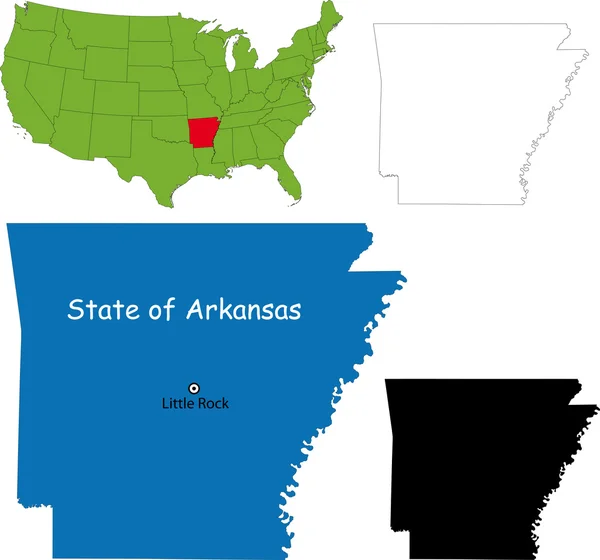 Arkansas Mapa — Archivo Imágenes Vectoriales