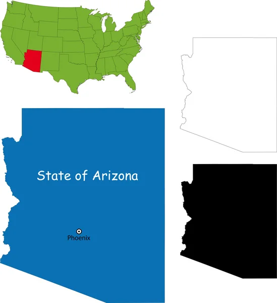 Arizona Mapa — Archivo Imágenes Vectoriales