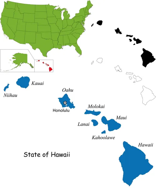 Hawaii mapa — Vector de stock