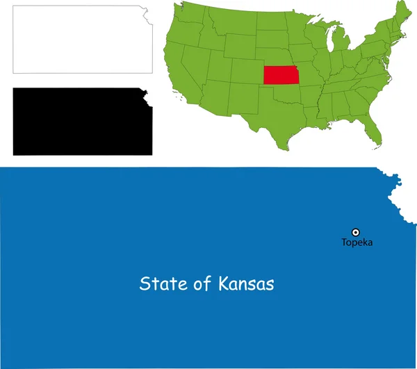 Kansas Mappa — Vettoriale Stock