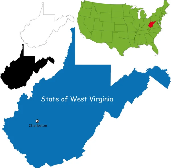 Mappa di West Virginia — Vettoriale Stock