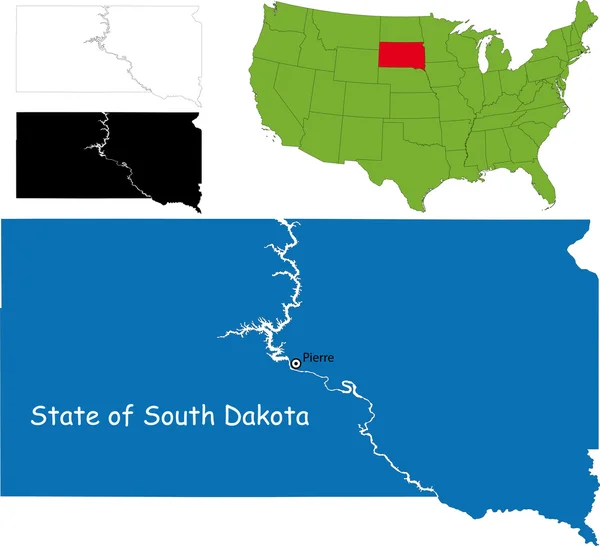 Mapa Jižní dakota — Stockový vektor