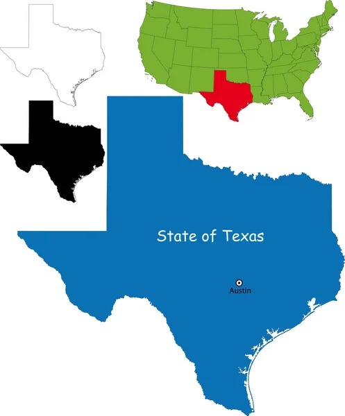 Karta över Texas — Stock vektor