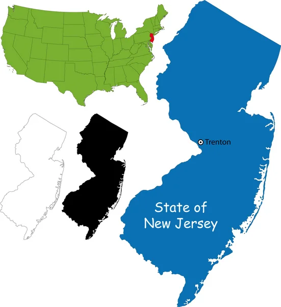 Nova Jersey mapa — Vetor de Stock