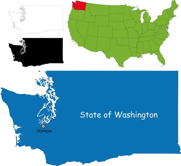 Washington mapa — Vetor de Stock