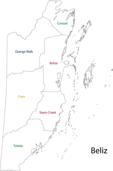 Esquema Belice mapa — Vector de stock
