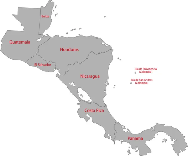 Gris América Central mapa — Archivo Imágenes Vectoriales