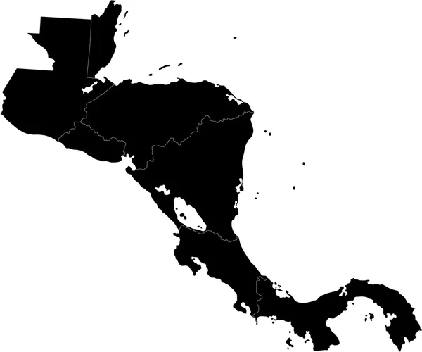 Schwarze Mittelamerika-Karte — Stockvektor