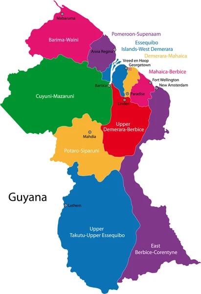 Guyana Térkép — Stock Vector
